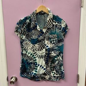 BCBG Palm Burst Button Top Blouse S M L XL New